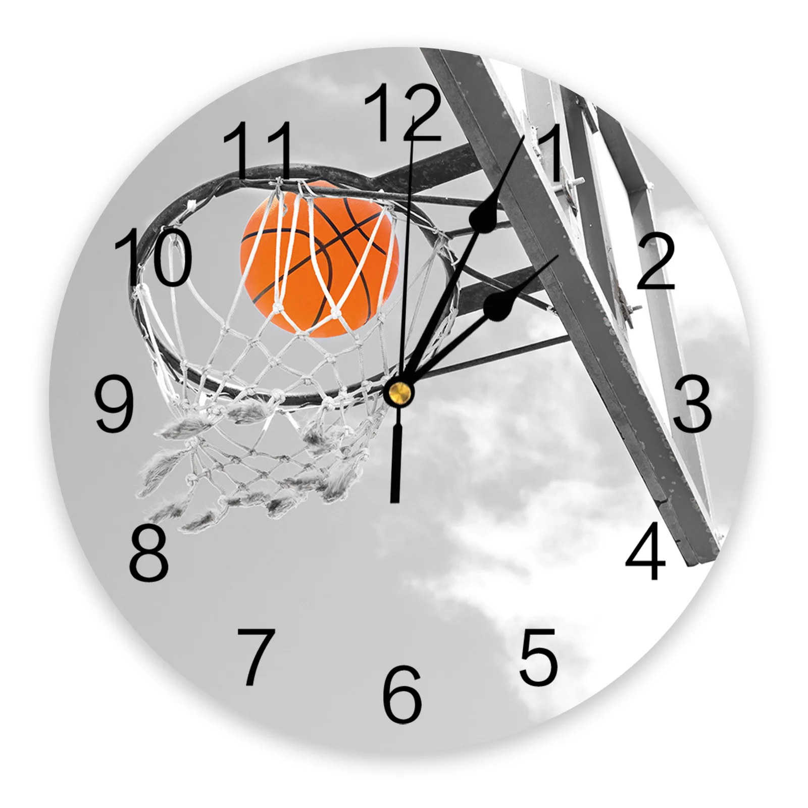 Часы настенные в стиле баскетбола спортивные бесшумные серые для украшения