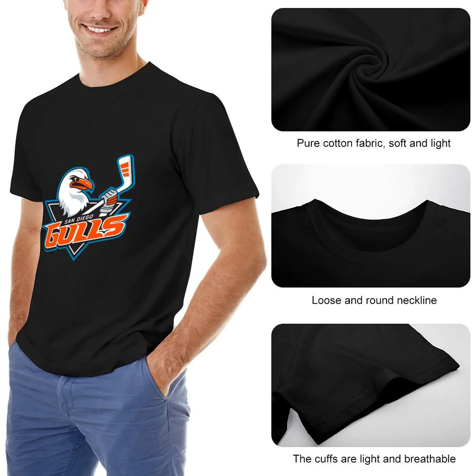 Футболка San Diego Gulls забавная рубашка хлопковые спортивные мужские футболки