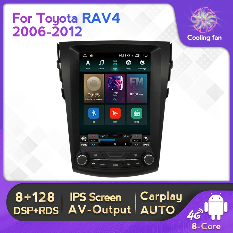 IPS Android 11 8+128G Tesla Style Car Radio For Toyota RAV4 2006-2012 GPS Navigation Stereo Recoder Head Unit DSP Carplay - купить по