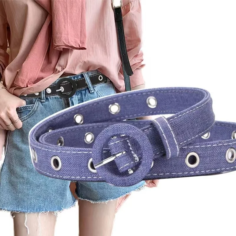 

Ремень в Корейском стиле Женский, роскошный брендовый прочный тканевый пояс с круглыми пуговицами, с украшением для джинсов и юбки