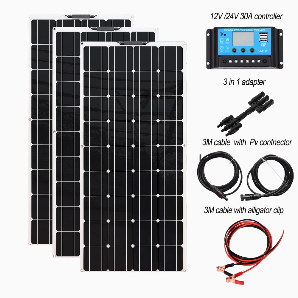 

Solar panel kit Flexible Module 18V 120W 240w 360w 480w 600w 720w 12V or 24v photovoltaic for Motorhome Battery Home Charger
