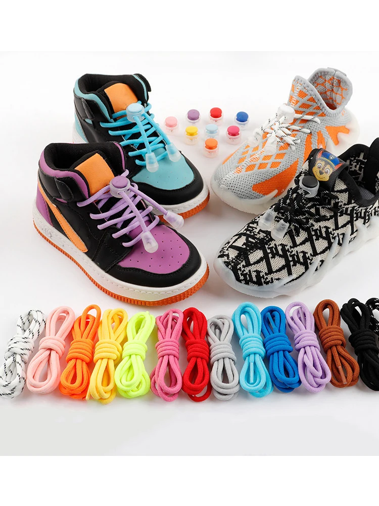No Tie Shoelace Elastic Round Lock Shoe laces Children's Sneakers Shoelaces without ties Kids Adult Laces for Shoes Shoestrings