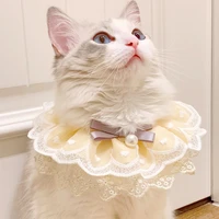 pet cat saliva towel kitty bibs cat accessories small dog outfits lace triangle scarf w bell puppet cat bibs puppy accessories