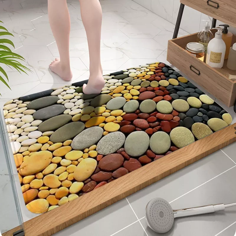 

3D Cobblestone Welcome Entrance Doormat Carpets Rugs For Home Bath Living Room Floor Stair Kitchen Hallway Non-Slip Mats
