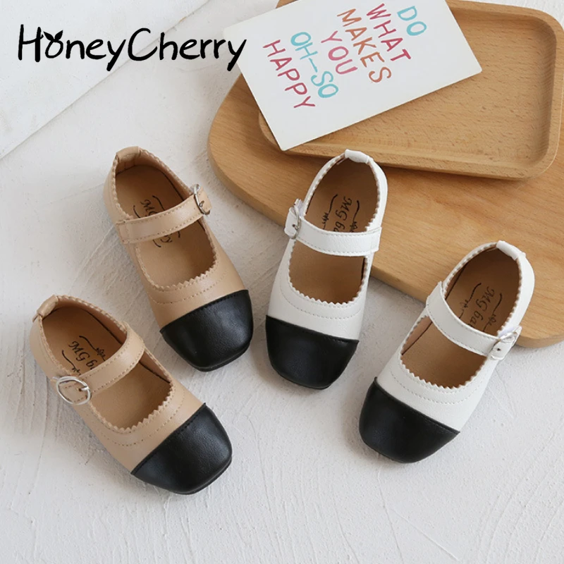 

HoneyCherry Girls princess leather shoes new fashion soft bottom leather shoes princess shoes