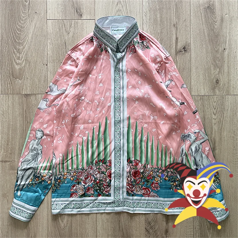 

Мужская/Женская шелковая рубашка с длинным рукавом, В гавайском стиле