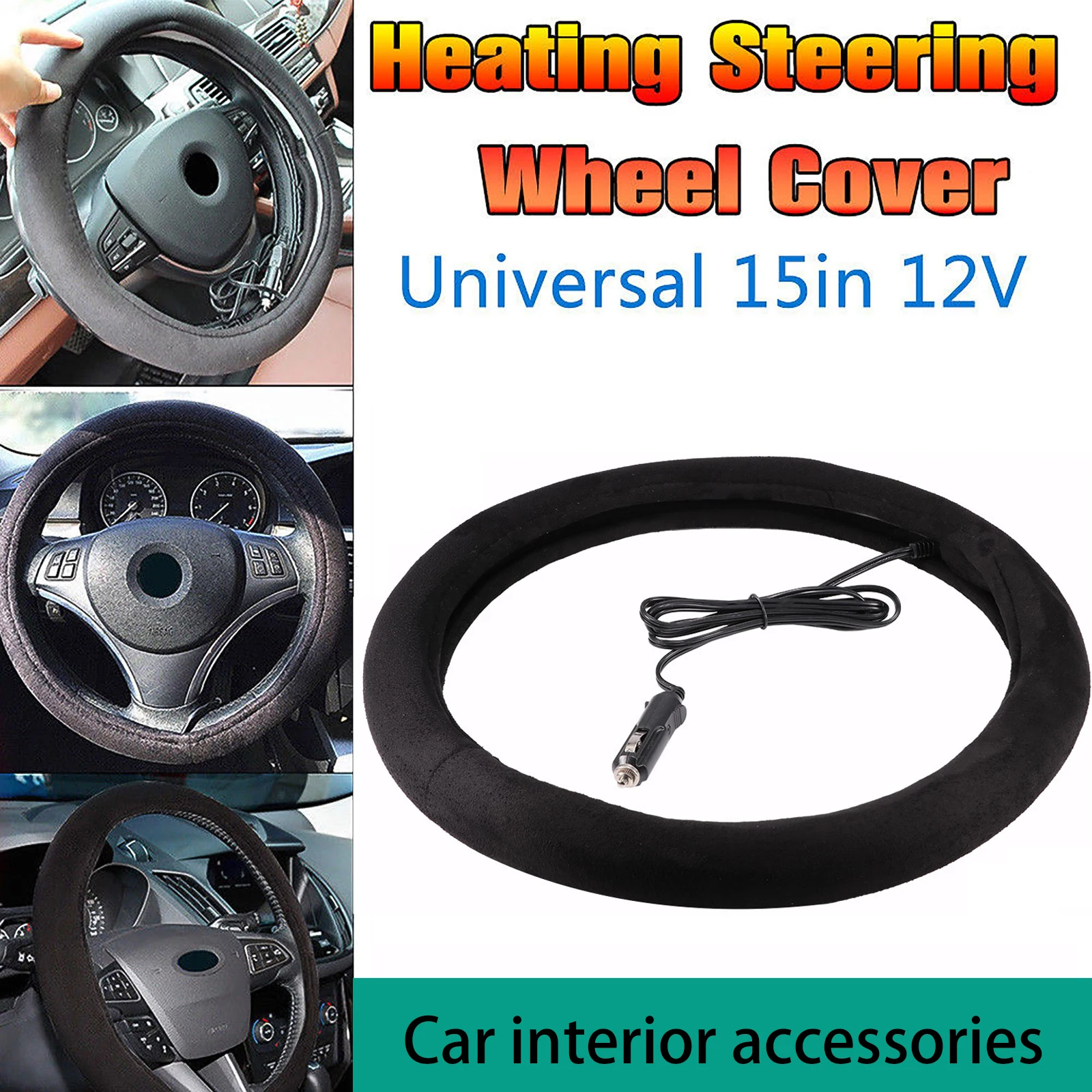 

Car Heated Steering Wheel Covers DC12V Car Covers Soft Steering Wheel Heating Electric Cover Leather Auto Decoration Accessories