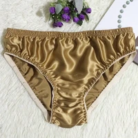 luxury solid color silk mens underwear plus size briefs silk underpants lightweight breathable unbound leggings