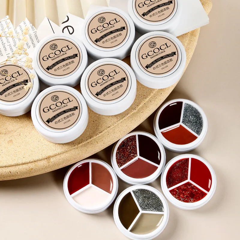 

Лидер продаж, трехцветный однотонный кремовый Гель-лак для ногтей, разные цвета, цветной гель для маникюра, дизайн ногтей, удаляемый замачиванием УФ-лак, блестящий Гель-лак