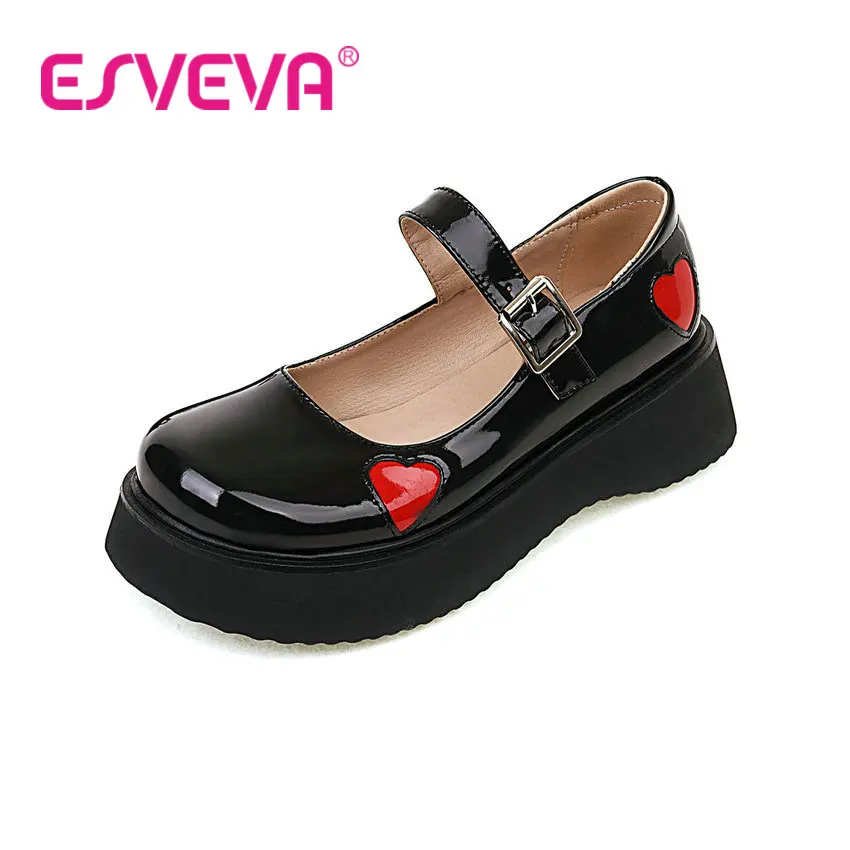 

ESVEVA 2022 Vintage Style Pumps Summer Low Heel Microfiber Mixed Color Buckle Square Toe Women Shoes Size 34-43