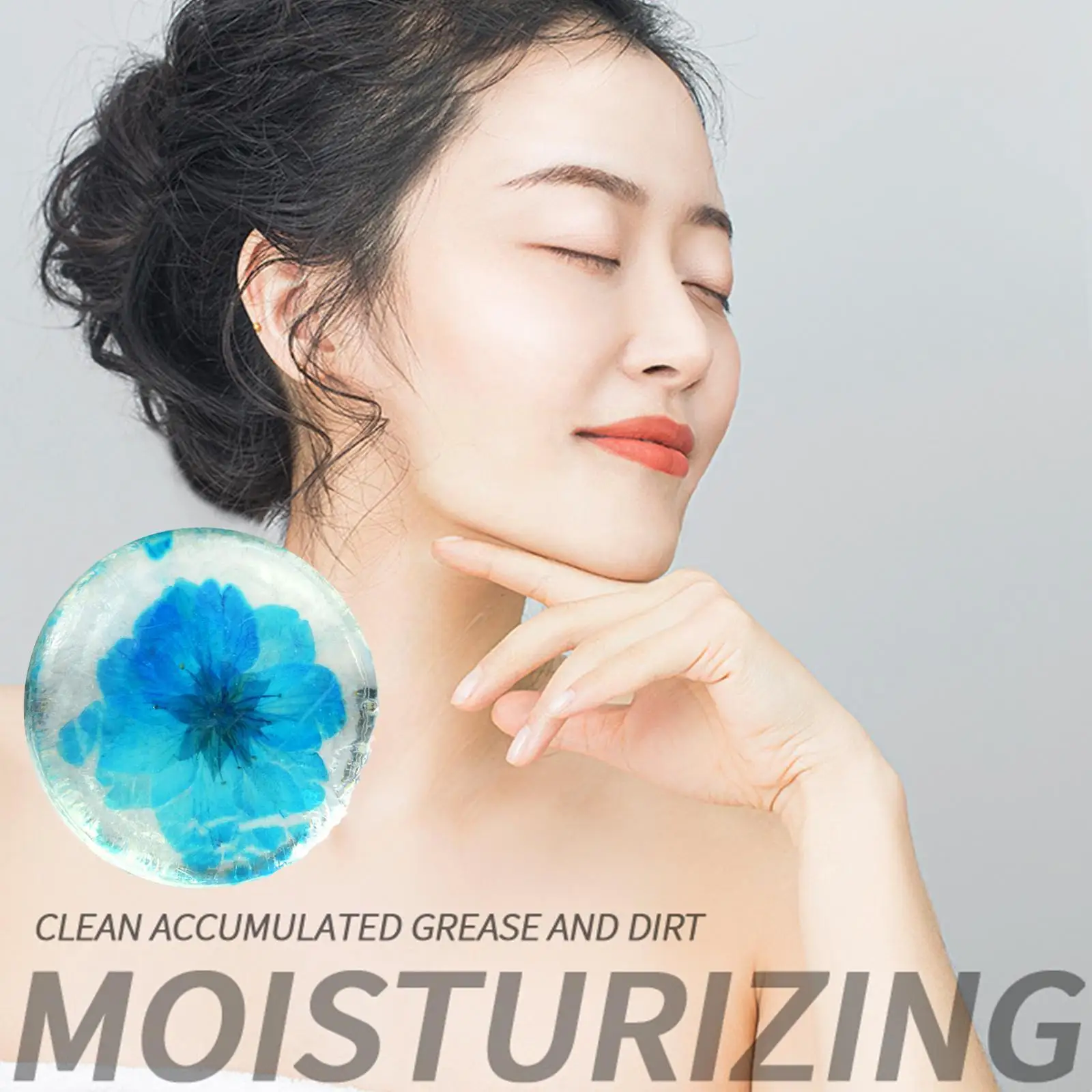 

HEALLOR Blue Soap Flowers Essential Oil Soap Cleansing Bath Acid And Essential Soap Oil New Handmade Plants Flowers Amino Soap