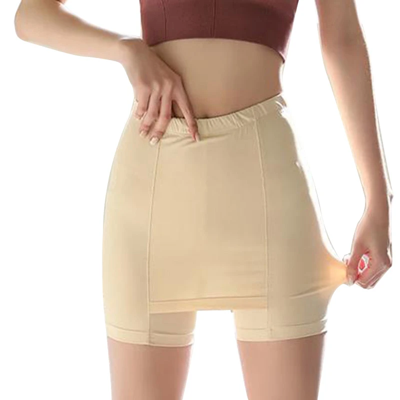 

Ice Silk High Waist Safety Pants Boxer Women Thin Sliming Fit Women's Shorts Double Layer Seamless Skirt Shorts Anti-emptied