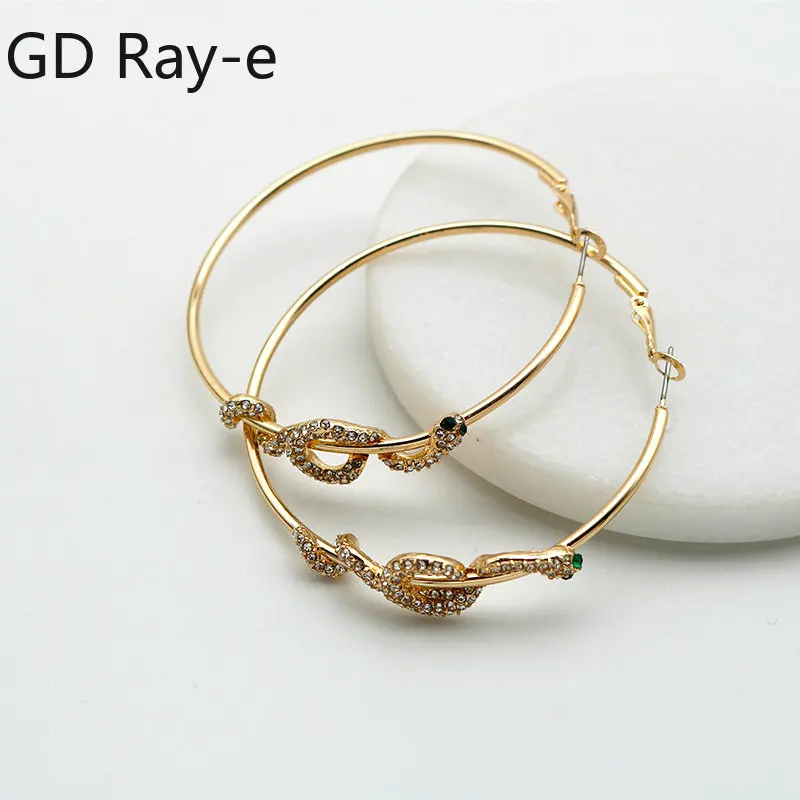 

Punk Rhinestone Big Circle Hoop Earring for Women Fashion Hip Hop Snake Shape Girls Crystal Ear Jewelry Party Gifts