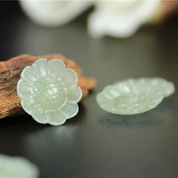 natural hetian jade handcarved sun flower buttons diy 100 real jade bracelets necklace jade accessories septa scattered beads