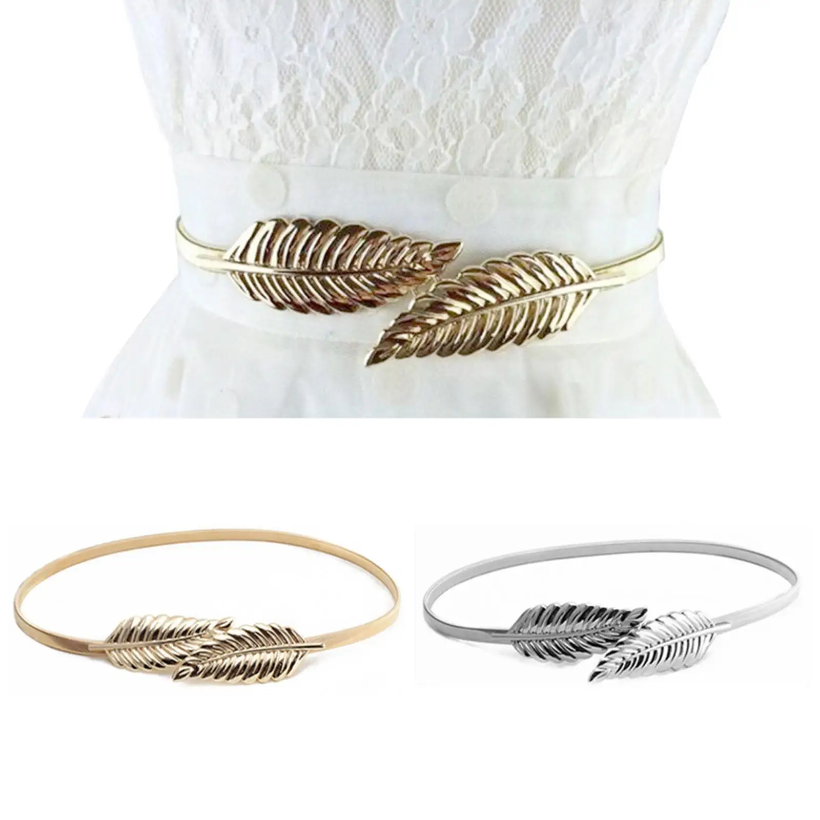 

Женский эластичный пояс с цепочкой и листьями, эластичный декоративный пояс для юбки