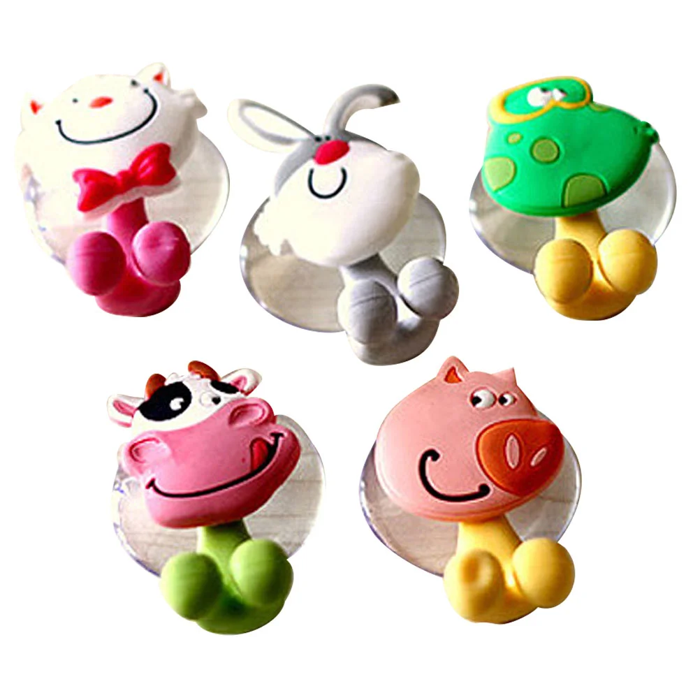 

5pcs Different Creative Cartoon Animals Style Strong Suction Cup Holders Bathroom set