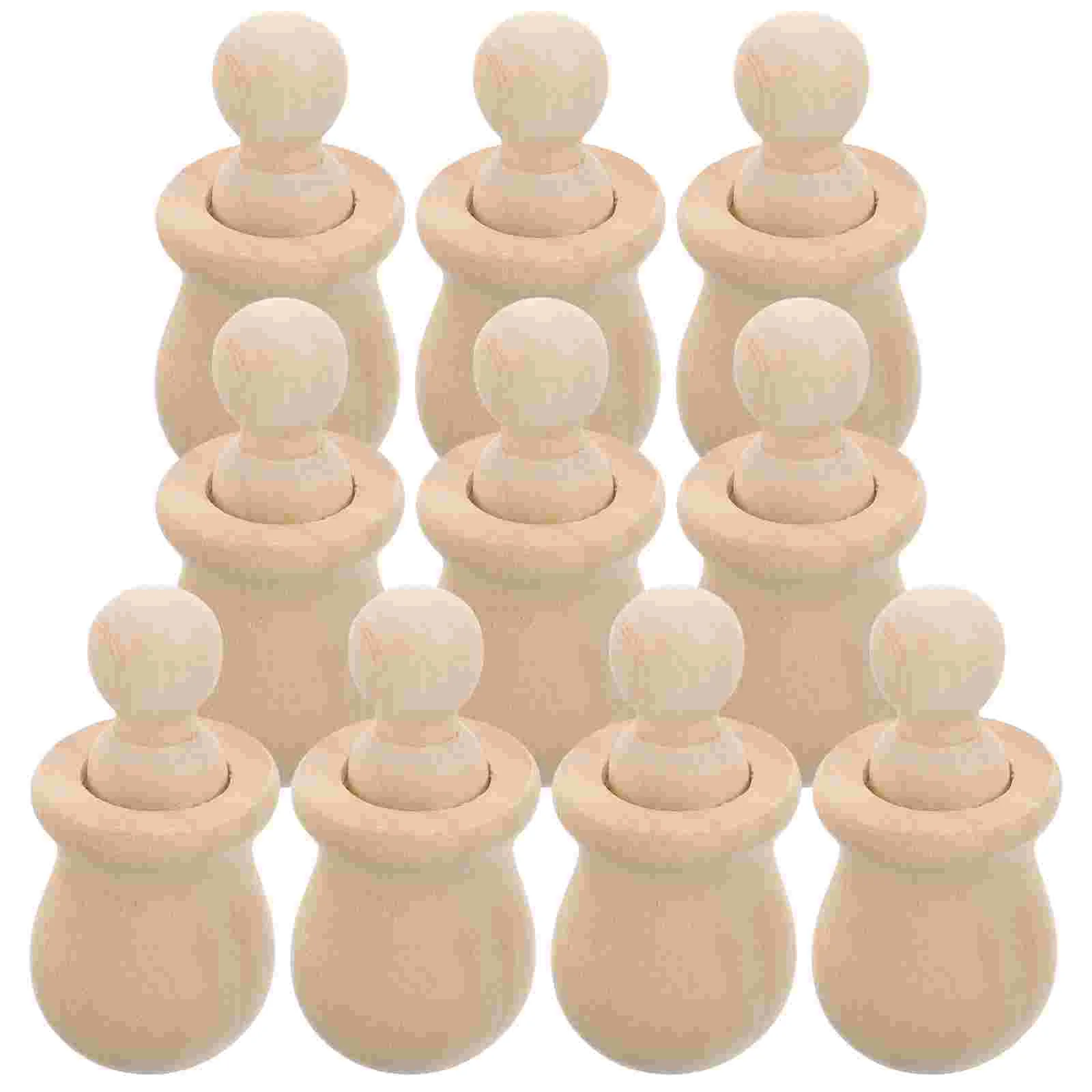 

10 Set Kids Supplies DIY Wooden Peg Dolls Toy Woody Ornament Unpainted Crafts Unfinished
