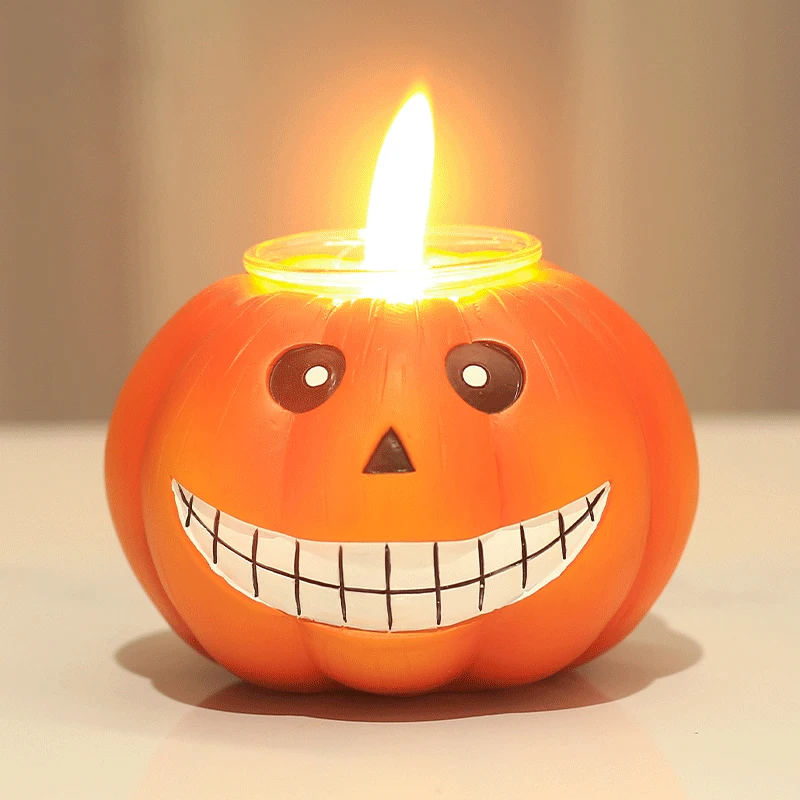 

Halloween Zombie Pumpkin Candlestick Candle Light Desktop Atmosphere Ornament Decorative Resin Crafts
