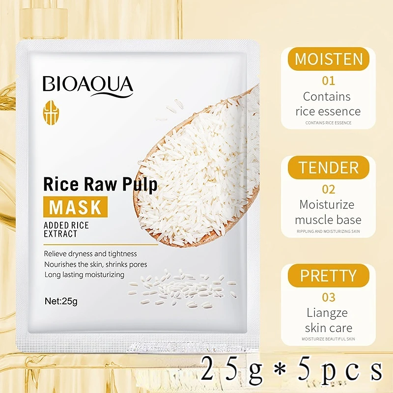 

Rice Puree Facial Mask Hydrating Moisturizing and Nourishing Skin Care Products Masks Sheet Long-Lasting Make-up for Women