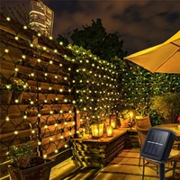solar powered 3x2m 204 led net mesh string lights ip65 waterproof 8 modes outdoor mesh light for patio wall roof balcony decor