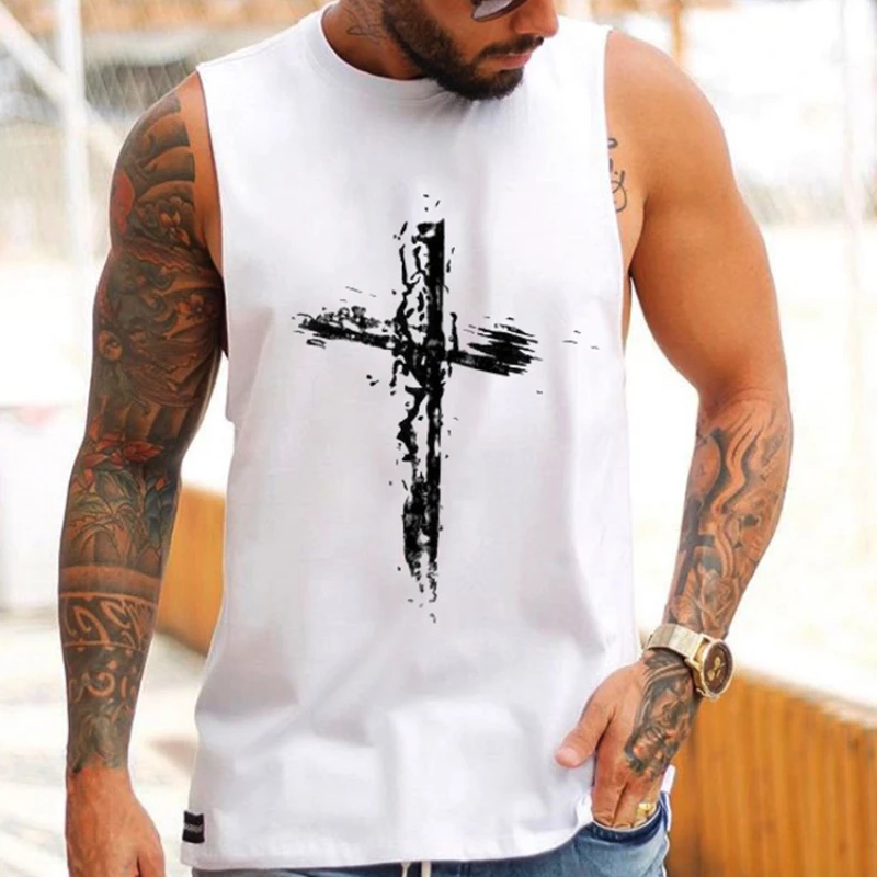 

Summer New Stretch Men's Vest Casual Loose Men's Print Sleeveless Top Men's Breathable Casual