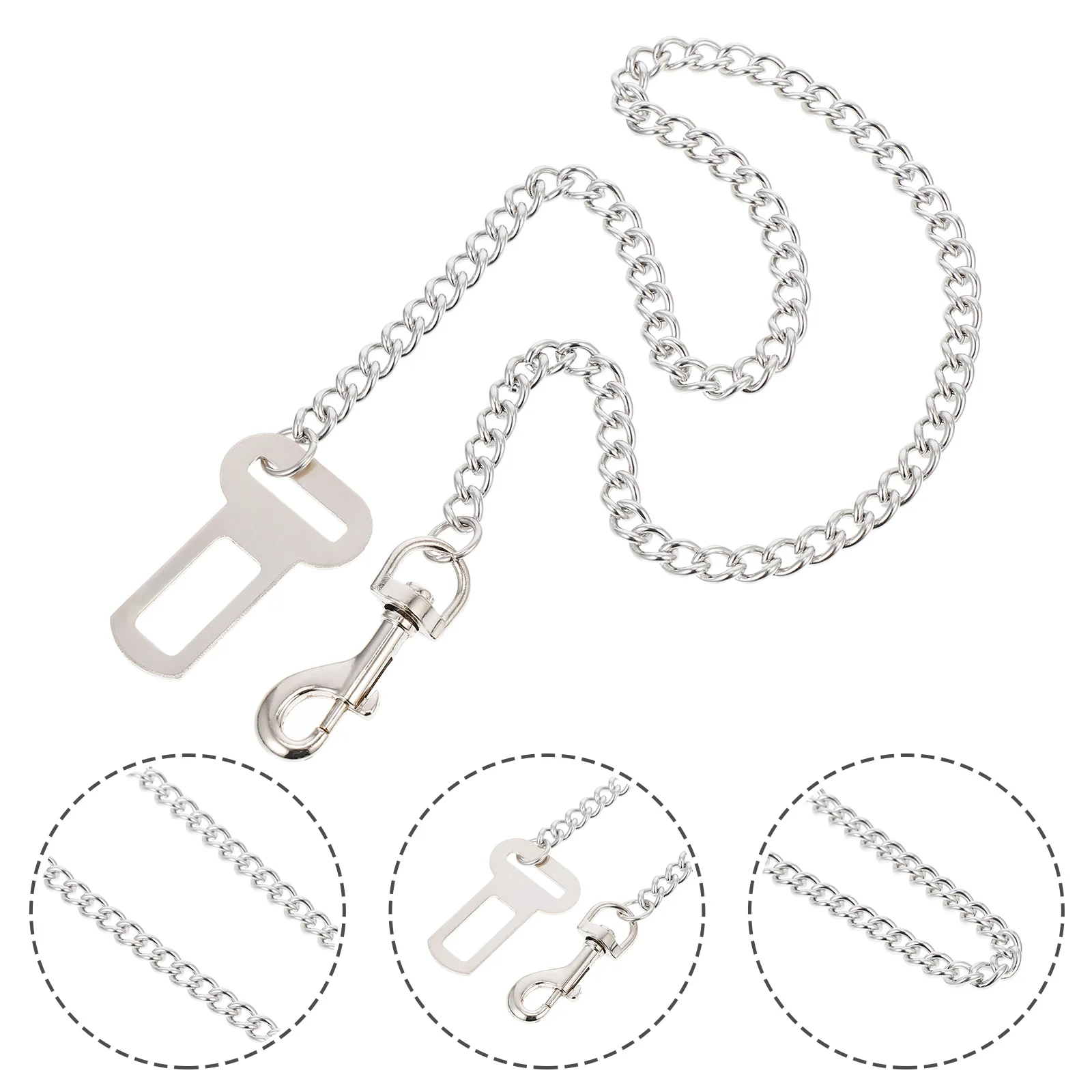 

Dog Belt Car Harness Pet Vehicle Chain Leash Seatbelt Dogs Safety Stainless Steel Chew Seat Double No Buckle Puppy Collar Seats