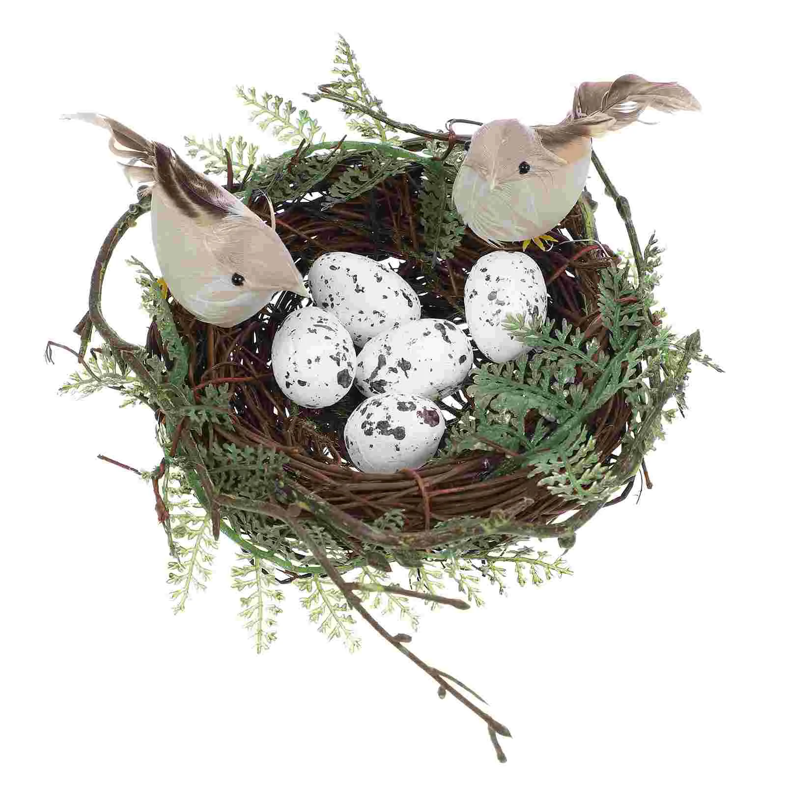 

Bird Artificial Easter House Decor Decorative Birds Handmade Cage Natural Birdhouses Eggs Decorations Rattan Egg Ornaments
