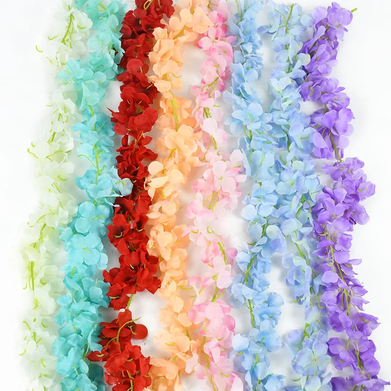 

5pcs 30cm Wisteria Artificial Flowers Rattan String Vine Wreath Arch Wedding Party Home Garden Hanging Garland Wall Decorations