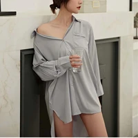 sexy nightgowns for women summer nightdress 2022 new silk long sleeved home clothes nightwear female sleepwear