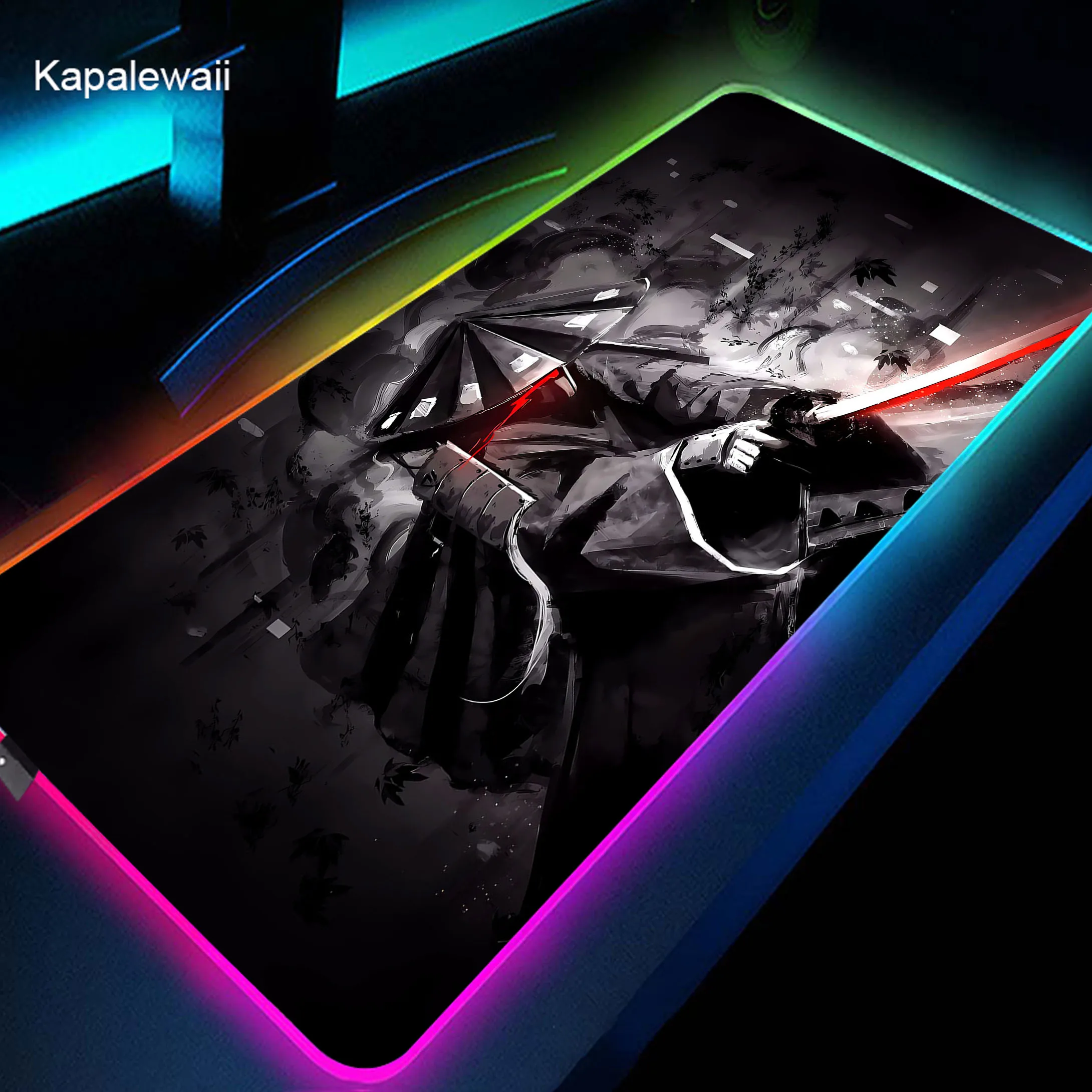 

Japanese Samurai Game Mouse Pad Gaming Mousepad Luminous Table Pads RGB Large Mouse Mat LED Backlit Deskmat Big Keyboard Mats