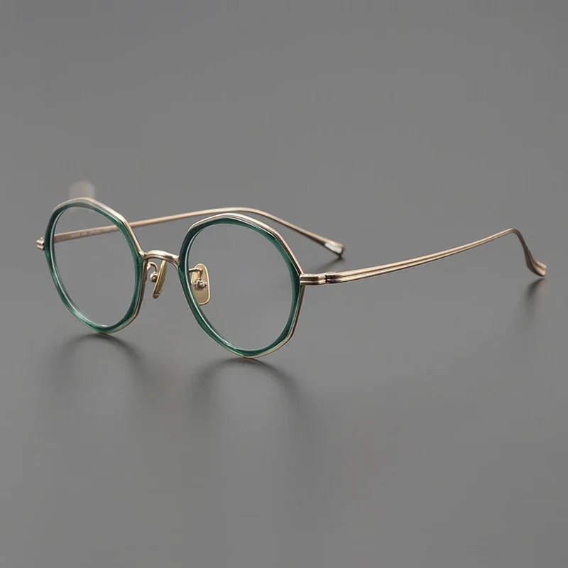 

Оправа для очков для чтения для мужчин и женщин, оптические аксессуары из чистого титана в японском ретро стиле, трехмерные многоугольные, при близорукости