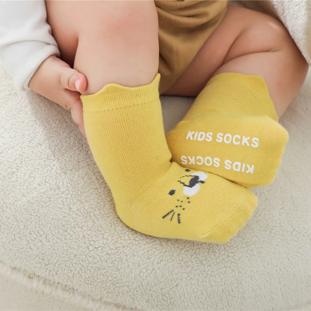 

2Pairs Funny Toddlers Girls Socks Soft Kids Boys Sock Cartoon Children's Cotton Socks Non-Slip Infants Baby Floor Sock 0-3Years