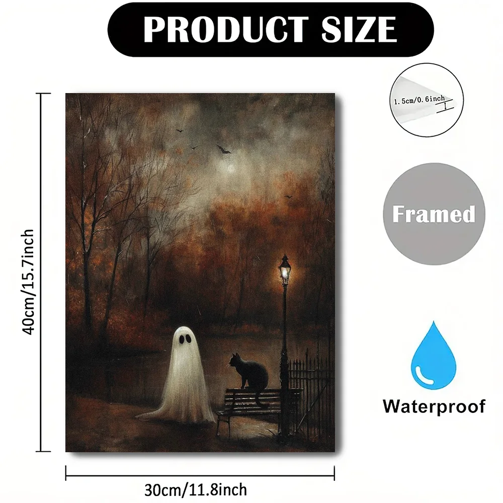 1 шт. импс на Хэллоуин кот призрак современный холст водонепроницаемая картина