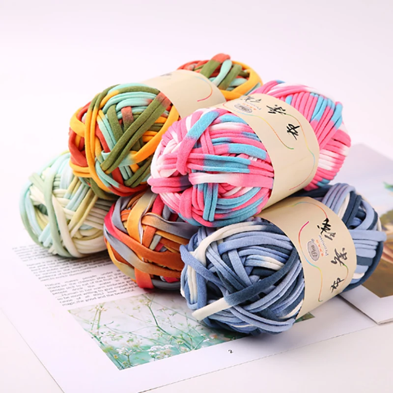

100g Fancy Cloth Yarn for Handmade Crochet Bag Soft Cotton Blended Yarn for Hand Knitting Blanket Cushion 2cm 30m