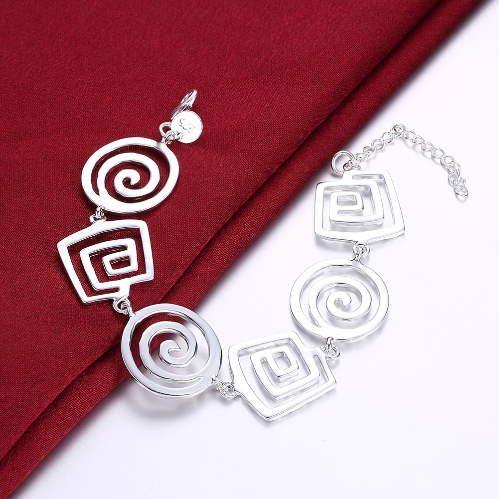 

Factory direct fashion 925 Stamp Silver color Bracelet for woman Retro round pattern chain trend jewelry Wedding party lady gift