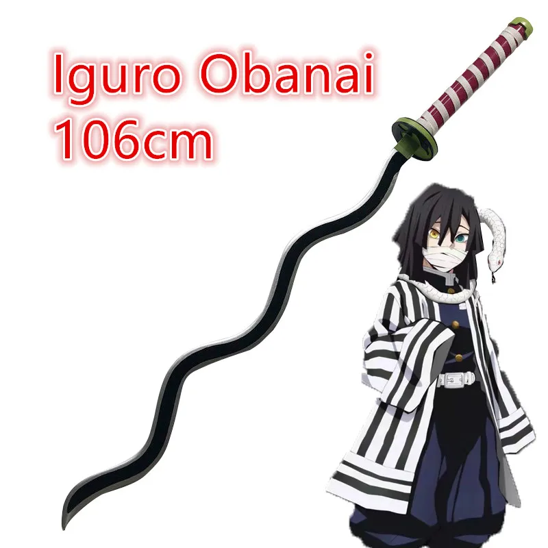 

Anime 1:1 Kimetsu no Yaiba Sword Weapon Demon Slayer Iguro Obanai Cosplay Sword Ninja Knife wood Weapon Prop