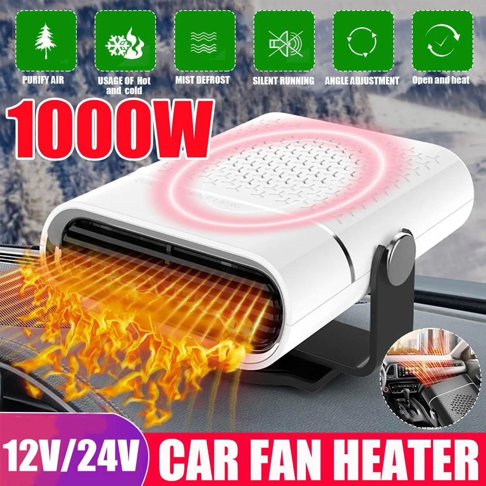 

12V/24V Portable Car Heater Electric Cooling Heating Fan Electric Dryer Windshield Defogging Demister Defroster 150W