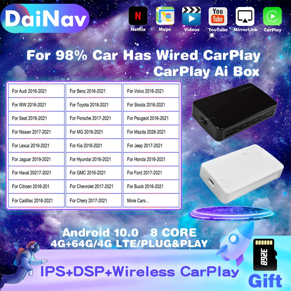 Wireless Carplay Box With Mirror link USB Video Apple Carplay Plug And Play Carplay Ai Box For JEEP Grand Cherokee Wrangler