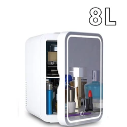 Cheap 8l Small Ac Dc Make Up Skincare Cosmetic Glass Door Fridge 12 V Car Mini Beauty Refrigerator With Led Mirror For Bedroom