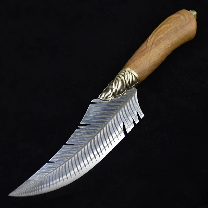 Hunting Knife With Holster 7Cr17MoV Handmade Forged Steel Kitchen Sharp Utility Boning Steak Beautiful Patterns | Дом и сад
