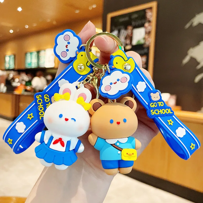 

Trendy Creative Glue Dropping Couple Lovely Key Chain Female Exquisite Car Key Pendant Schoolbag Pendant Jewelry Keychains