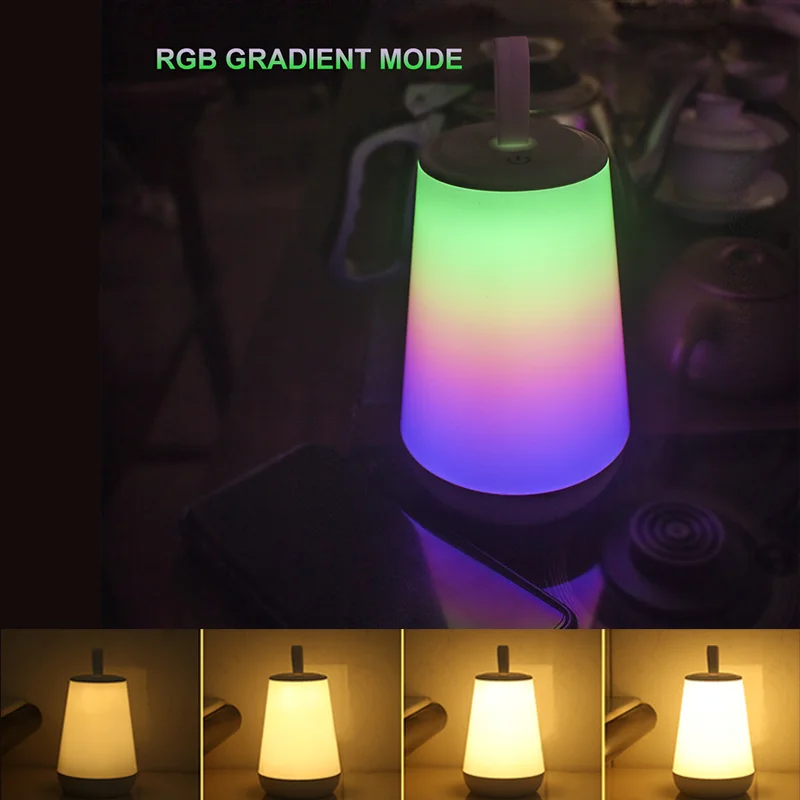 Colorful Changing Night Light Dimming Function Touch USB Rechargeable Led Children Bedside Bedroom Portable Dimmable Night Lamp