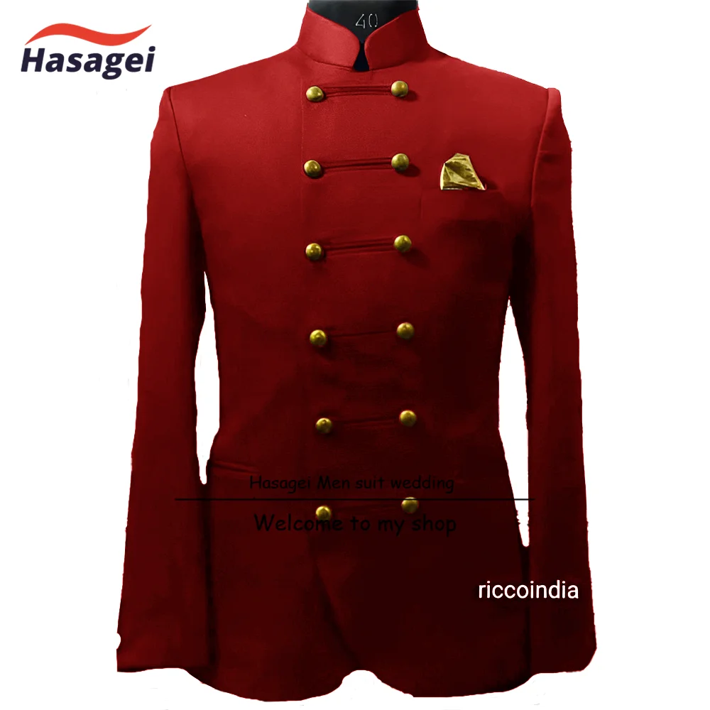

Костюм мужской красный, пиджак и брюки капитана, Свадебный приталенный костюм для жениха, блейзер под смокинг, костюм из двух предметов