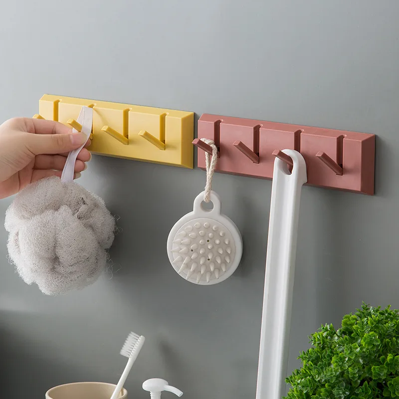 WHYY Bathroom Towel Bath Brush Hook Creative Retractable Punch-free Kitchen Rack Wall Door Rear Hook Coat Hat Hanger Accessories