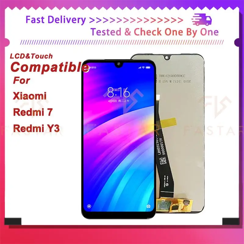 6 26 &quotпроектированный ЖК-дисплей для Redmi 7 M1810F6LG Y3 с сенсорным дигитайзером в сборе