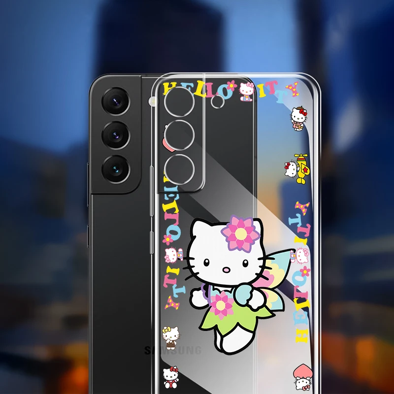 Мягкий прозрачный чехол из ТПУ с рисунком Hello Kitty для Samsung Galaxy S22 S21 S20 Ultra Plus Pro S10 S9 S8