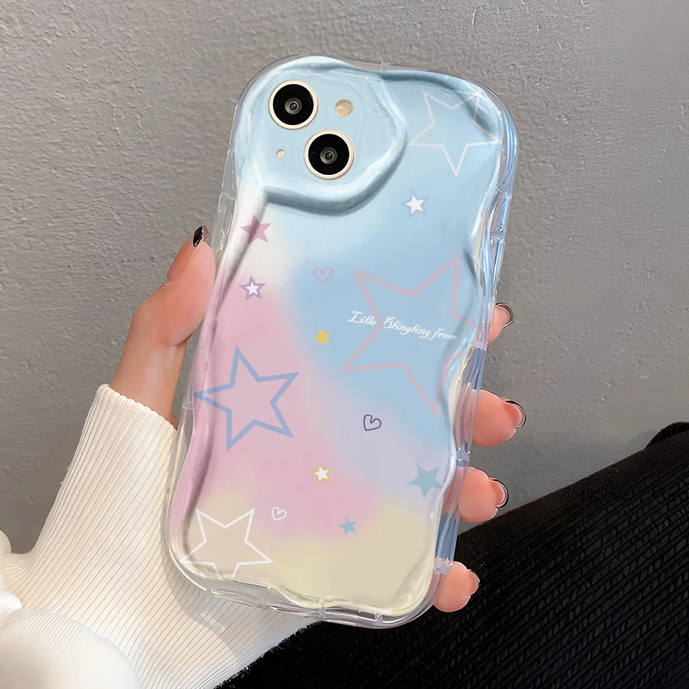 Цветной чехол с волнистыми краями для Xiaomi Redmi Note 12 11 10 9 Pro 12S 11S 10S 10C 12C 13C 9T 9A 9C Poco X3 X5