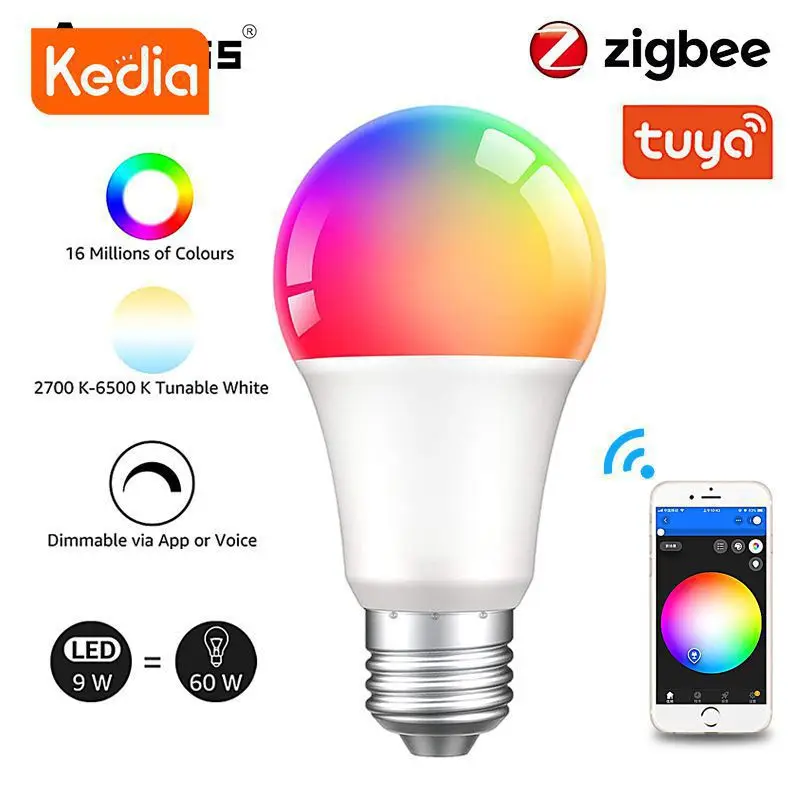 

Voice Control E27 110v 220v Led Light Timer Control Zigbee3.0 Tuya Bulb Pair With Echo And Google Home Assistant Led Lamp E27