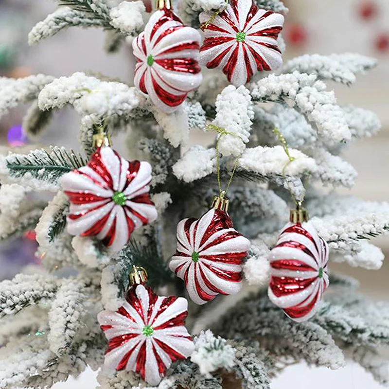 Christmas Candy Cane Ornaments Glitter Star Shaped Candy Hanging Ornaments Holiday Decorations for Home