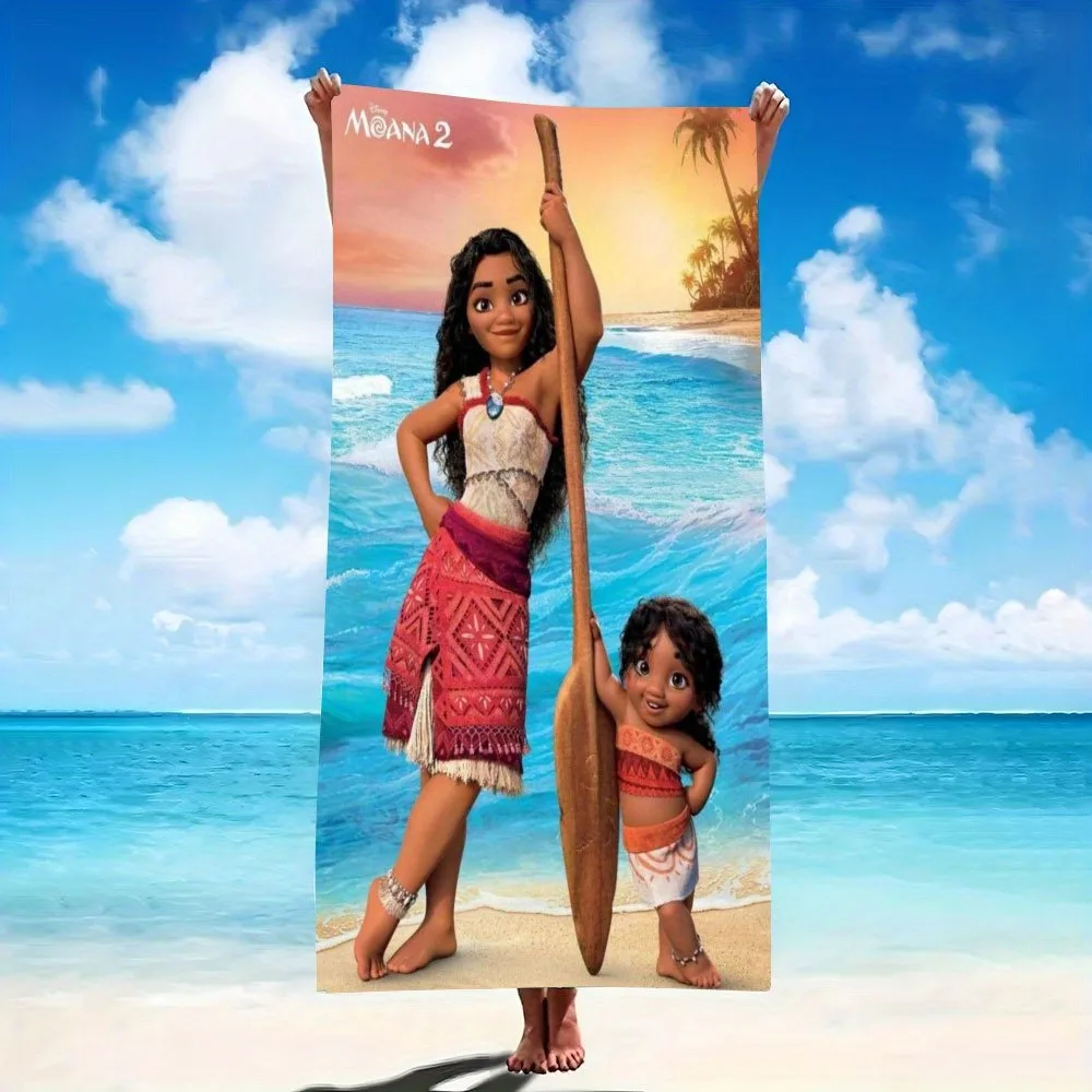

Пляжное полотенце Moana 2: Дайвинг в приключение с Мауи и Моаной! Подходит для полотенец, банных полотенец, пляжных полотенец, подарков.